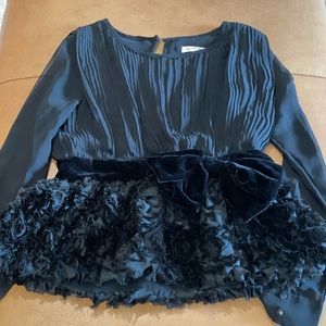 Womens Silk Bow Black Top